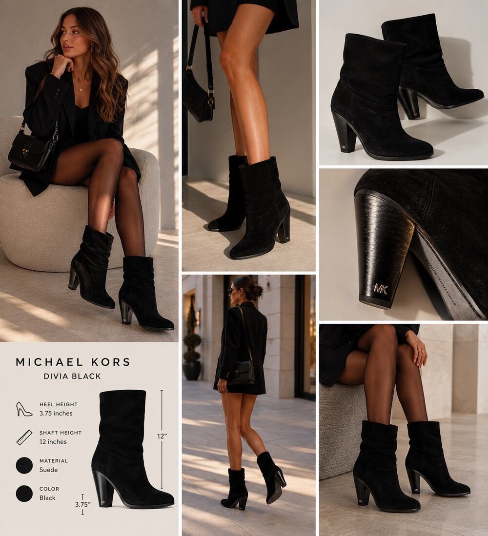Michael Kors Divia Black Suede Ankle Boot SZ 7.5 37.5